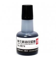 得力(deli)快干清洁印泥油（黑） 9874（40ml/瓶，12瓶/盒）