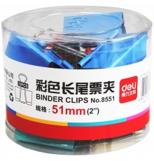 严采/得力（deli）筒装长尾票夹彩色 50mm 1# 8551（12只/筒，48筒/件）