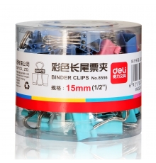严采/得力（deli）筒装长尾票夹彩色 15mm 6# 8556（60只/筒，60筒/件）