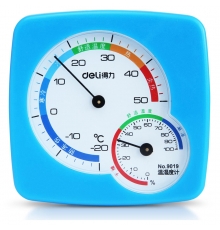 得力（deli）9019室内外温湿度计（规格：77*75*13mm）