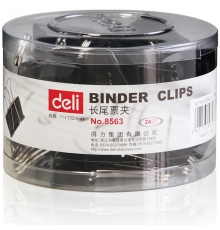 得力（deli）筒装长尾票夹黑色 32mm 3# 8563（24只/筒，48筒/件）