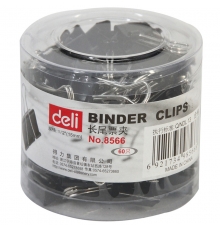 得力（deli）筒装长尾票夹黑色 15mm 6# 8566（60只/筒，60筒/件）
