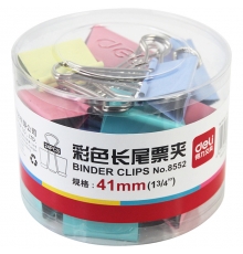 严采/得力（deli）筒装长尾票夹彩色 41mm 2# 8552（24只/筒，36筒/件）