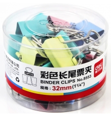 严采/得力（deli）筒装长尾票夹彩色 32mm 3# 8553（24只/筒，48筒/件）